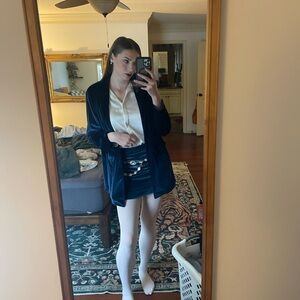 Teal Velvet Skirt and jacket set